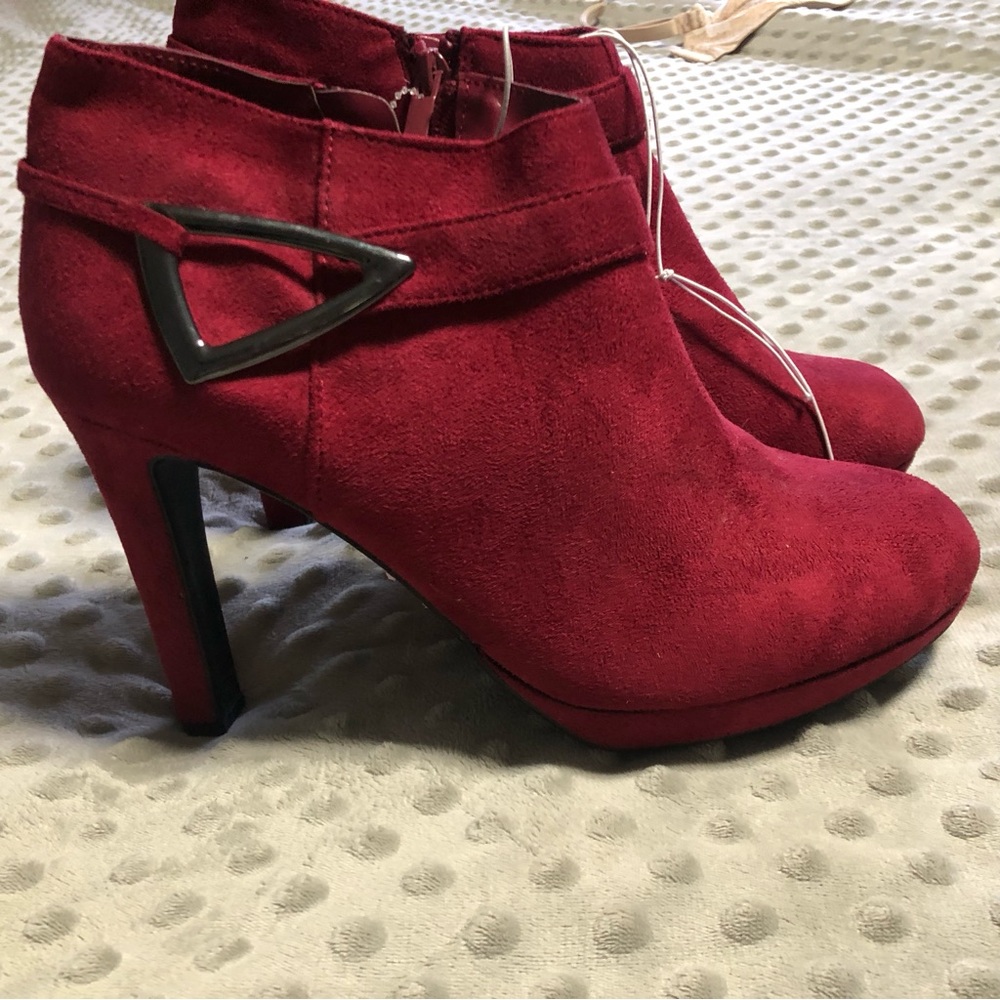 Impo Red Velvet Ankle Booties